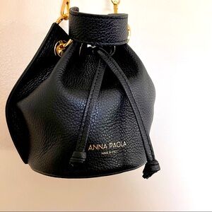 Anna Paola Black Bucket Crossbody Purse